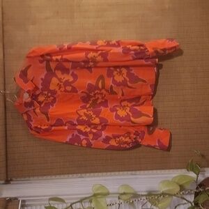 NWOT floral Print Lantern  Sleeve Shirt, Casual Button Long Sleeve